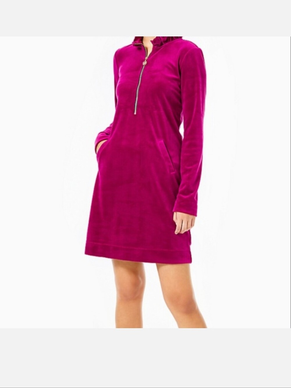 Lilly Pulitzer Velvety Bordeaux Dress-Size XS Velour Pink Preppy G9ldt9ne Zipper